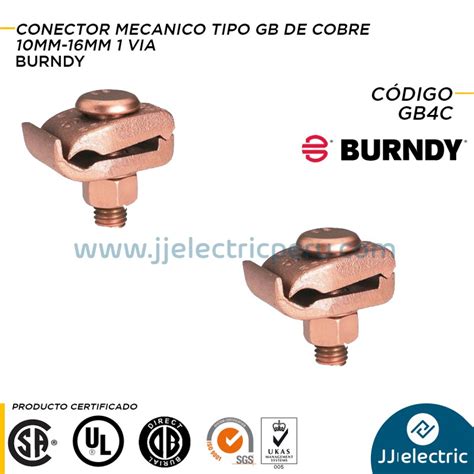 CONECTOR MECÁNICO TIPO GB DE COBRE 10MM 16MM 1 VIA BURNDY JJ ELECTRIC