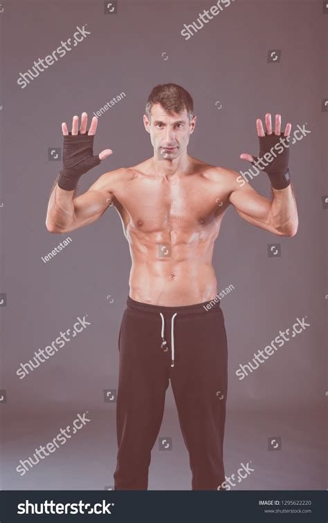 Portrait Hand Wrapping Half Nude Boxer Stock Photo 1295622220 Shutterstock