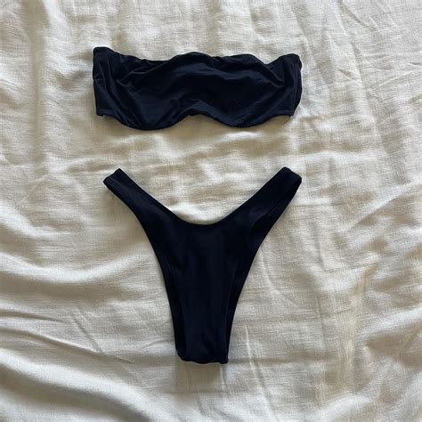 Aerie Black Bandeau Bikini Set Depop