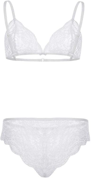 White Sexy Lingerie Underwear Women S Lace Hollow Openwork Sexy Two Piece Set Amazon Co Uk