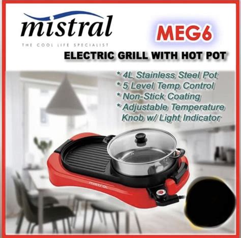 Mistral Electric Grill With Hot Pot TV Home Appliances Kitchen Appliances BBQ Grills