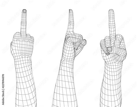 Hand Gesture Fuck You Sign Vector Wireframe Illustration Stock Vector Adobe Stock