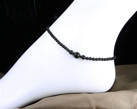 Black Onyx Anklet Black Anklet For Women Beaded Anklet Etsy