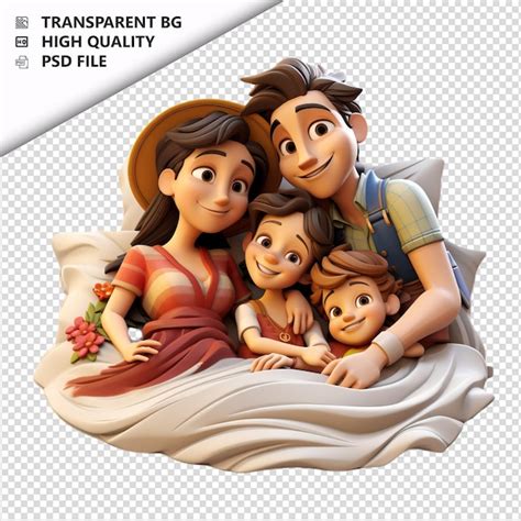 Familia Latina Durmiendo En D Estilo De Dibujos Animados Fondo Blanco I Archivo Psd Premium