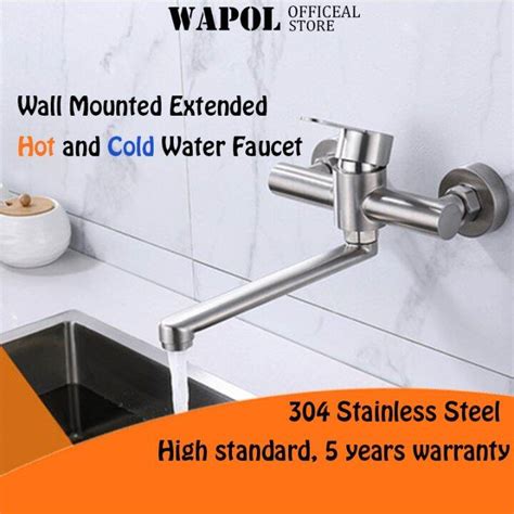 Wapol Wall Mounted Hot And Cold Faucet Stainless Steel Mixer Faucet Kitchen Facuet Lazada Ph