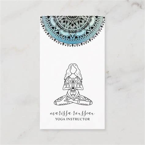 Blue Black Mandala Yoga Instructor Business Card Zazzle