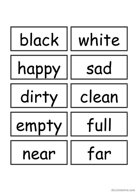 Opposite adjectives concentration di Français FLE fiches pedagogiques