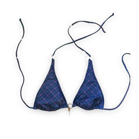 Plaid Bow Detailed Padded Bikini Top Super Cute Depop