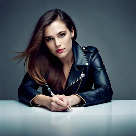 Premium Photo Portrait Of Gorgeous Female Brunette Model Posing Jacket And Sharee