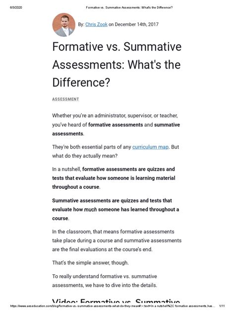 Formative Vs Summative Assessments Key Differences Pdf Educational Assessment Test