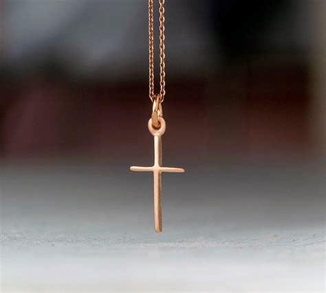 Dainty Solid Gold Cross Necklace K Gold Handmade Gift Cross Etsy