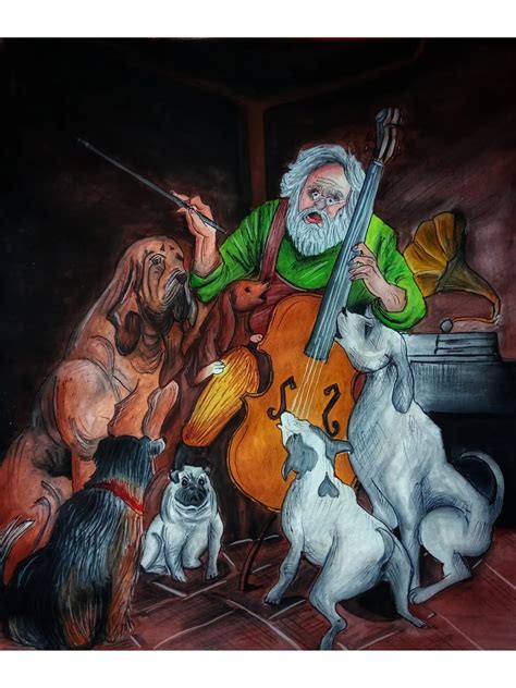 Dogs Listening Music | Poster Color On Paper | By Bhavani | Exotic