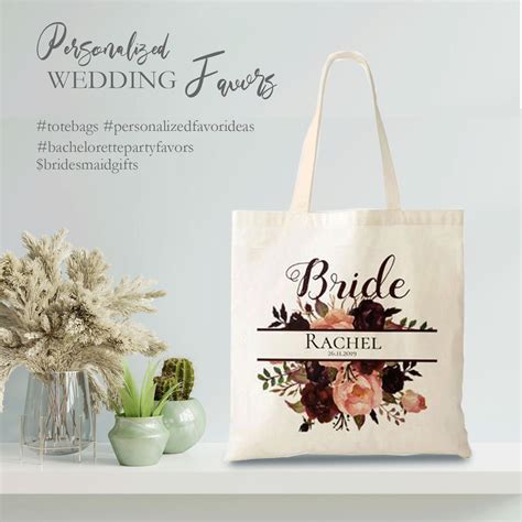 Personalized Wedding Favor Tote Bags Bridesmaid Gift Ideas Mother