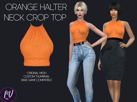 The Sims Resource MISTRESS ORANGE HALTER NECK CROP TOP