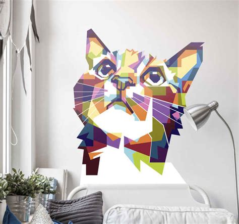 Splash color colorful cat vinyl wall art - TenStickers