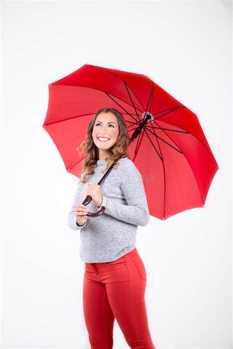 Beautiful Woman With Red Umbrella Stock Image Image Of Person