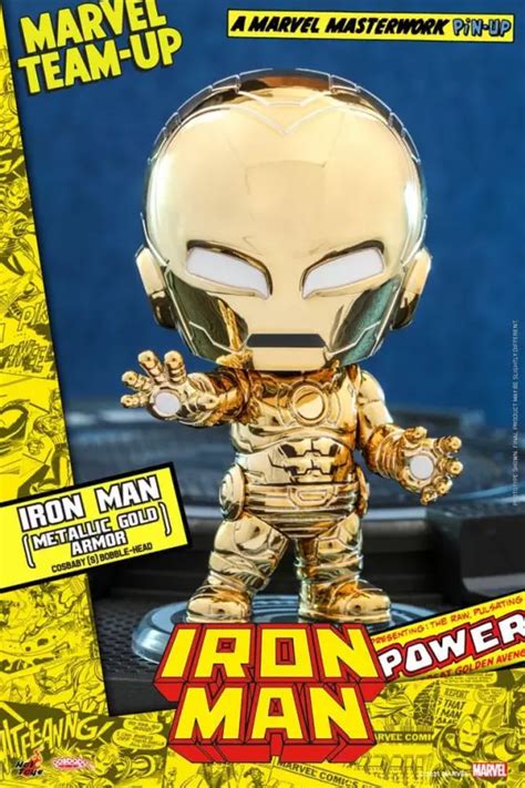 Marvel Comics Cosbaby S Mini Figure Iron Man Metallic Gold Armor 10 Cm Hot Toys