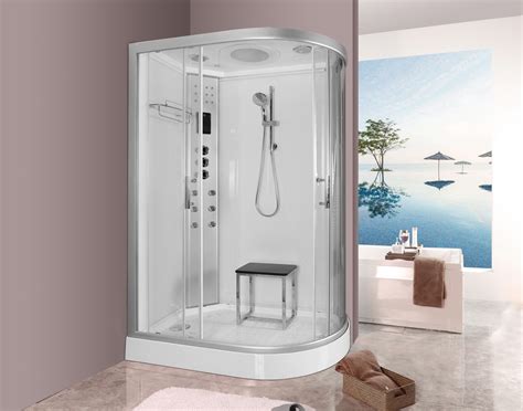 LW18 1200 x 800 Steam Shower Cabin Left Handed White Offset Quadrant ...