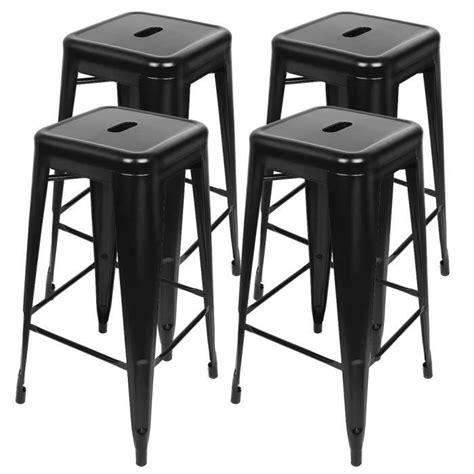 Lot De Tabourets De Bar En Fer De Style Industriel Jeobest Noir