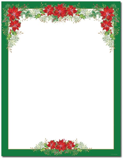 Poinsettia Valance Letterhead Christmas Note Paper Christmas Frames