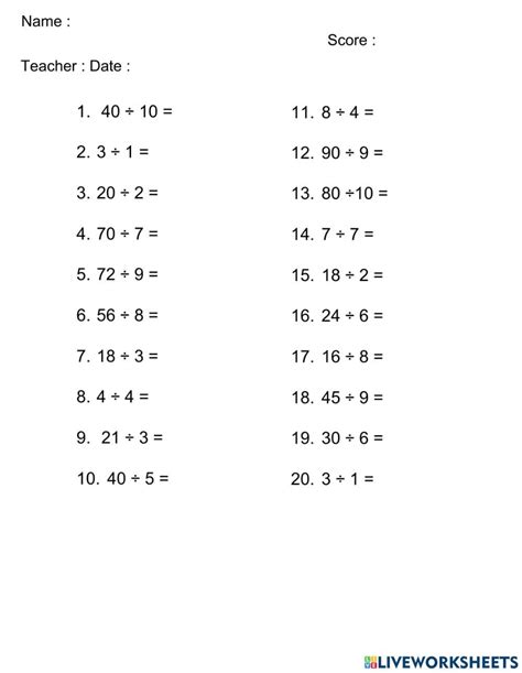 One Digit Division Worksheets Worksheetscity