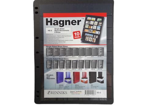 Hagner Single Sided Black Stock Sheets 8 Strip Pages