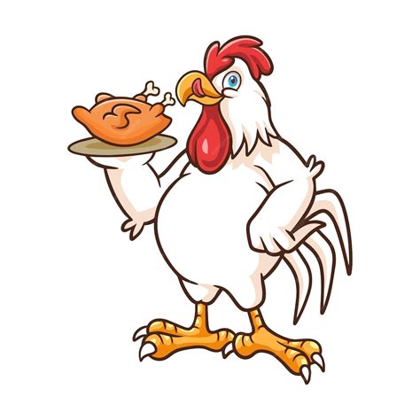 Premium Vector Cartoon Chicken Holding Grilled Chicken
