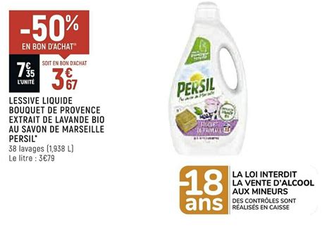 Promo Persil Lessive Liquide Bouquet De Provence Extrait De Lavande Bio