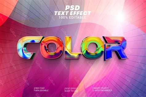Color Multicolor Sharpen Metallic 3d Text Effect Photoshop Premium