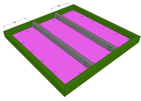 The Bottom Half Of A Green Box With Purple Paint On It And Measurements