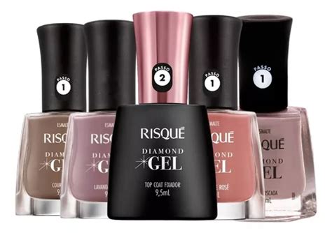 Kit Esmaltes Risque Diamond Gel Hipoalerg Nico Tons Nude Frete Gr Tis