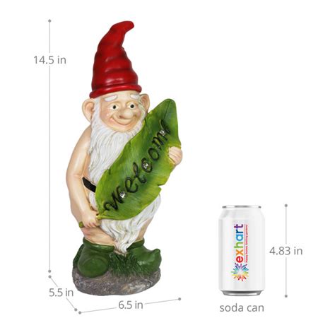 Exhart Good Time Naked Nolan Gnome Statue With Solar Welcome Leaf 14 Inches Wayfair
