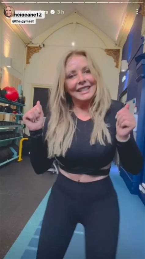 I M A Celeb S Carol Vorderman Hailed Pure Sex As She Shows Toned Midriff In Gym Video Daily Star