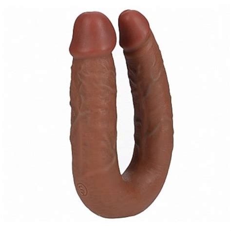 RealRock U Shaped Double Dildo Tan Sex Toys Adult Novelties Girlfriends Film Video On