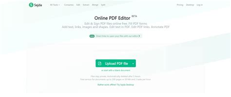 Sejda: Helps with your PDF tasks: edit existing text, split, merge ...