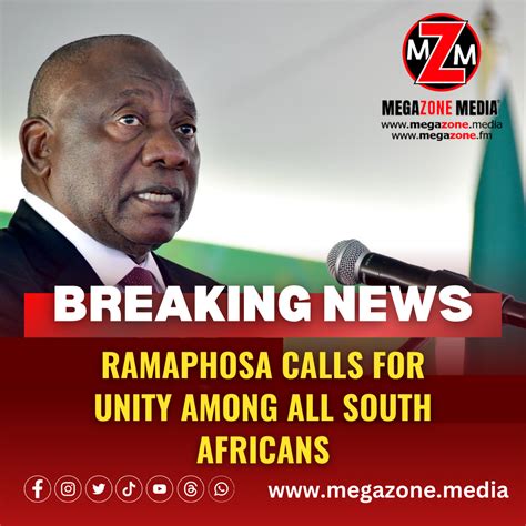 Ramaphosa Calls For Unity Among All South Africans