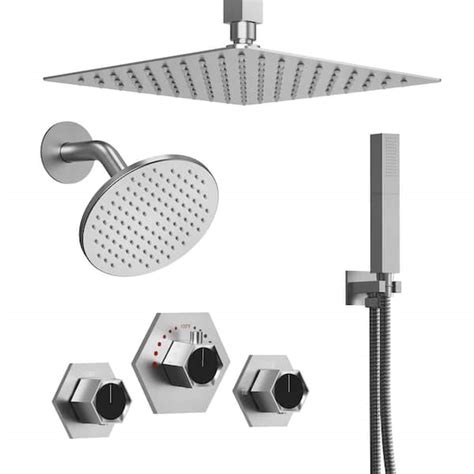 Everstein 12 In 4 Spray Patterns Dual Wall Mount Shower Heads With 2 5