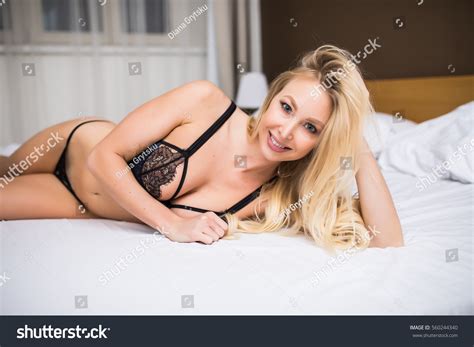 Portrait Charming Sexy Woman Lingerie Lying Stock Photo Shutterstock