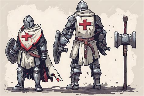 Premium Photo Character Of Steadfast Crusader Wearing Heavy Armor And