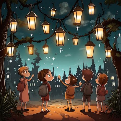 Premium Ai Image Watercolor Art Of Lantern Riddle Game Young Cousins