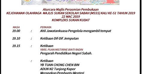 Aturcara Majlis Perasmian Kejohanan