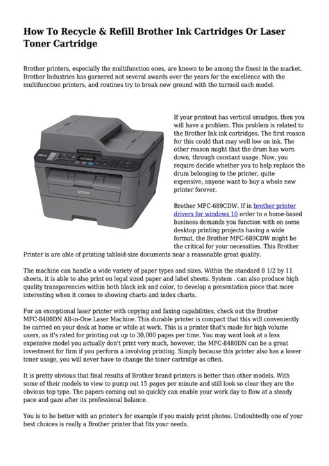 How To Recycle & Refill Brother Ink Cartridges Or Laser Toner Cartridge by realtechzone - Issuu