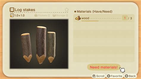 how to make log stakes in animal crossing