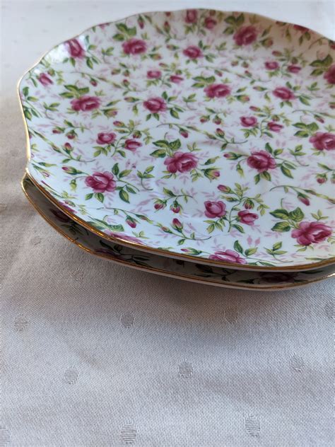 Lefton China Rose Chintz Vintage Vintage Pattern 637 Set Of 2 Lunch