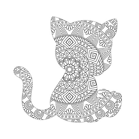 Zentangle Cat Mandala Pagina Da Colorare Per Adulti Libro Da Colorare