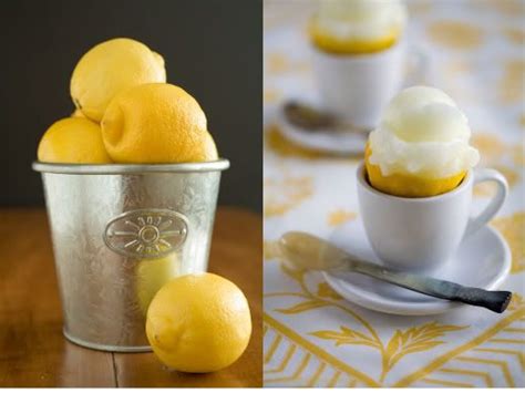 Lemon Sorbet In Lemon Cups Party Lemon Sorbet Lemon Desserts Sorbet