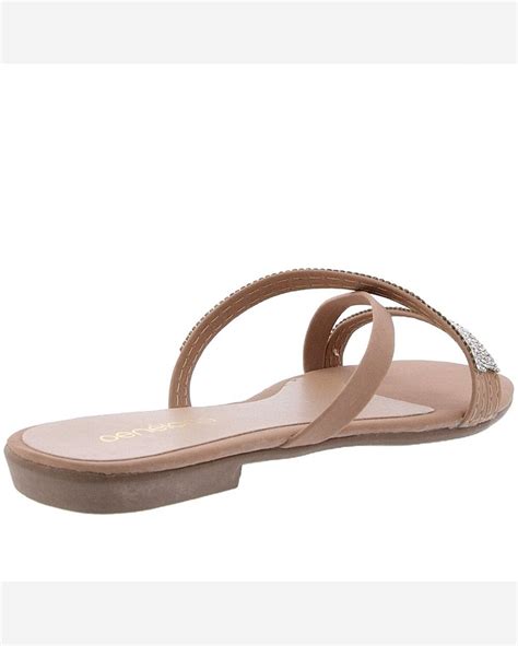 Riachuelo Rasteira Penélope Tiras Cruzadas Strass Nude