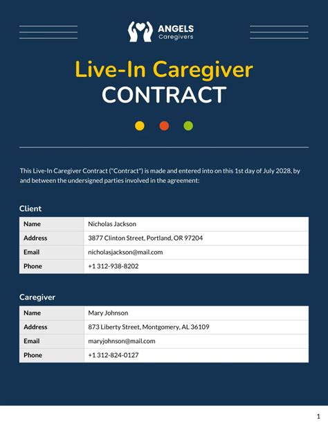 Live In Caregiver Contract Template Venngage