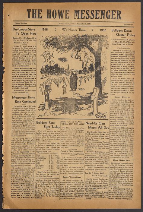 The Howe Messenger (Howe, Tex.), Vol. 12, No. 44, Ed. 1 Friday, November 8, 1935 - The Portal to ...