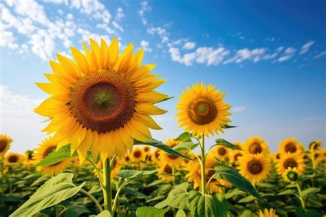 premium photo sunflowers standing tall   open farm